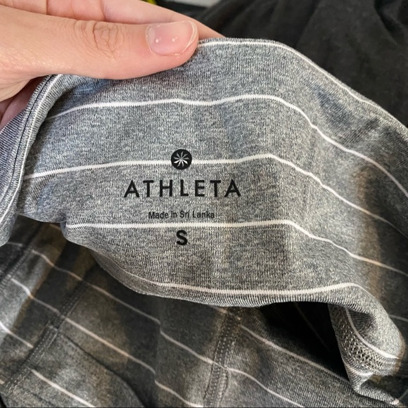 ATHLETA heather gray and white striped Chaturanga high rise leggings S - Picture 11 of 14